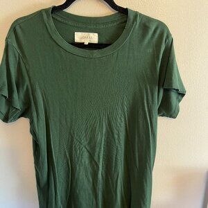 The Great Womens Cotton Short Sleeve Distressed T Shirt Hunter Green Size 3
